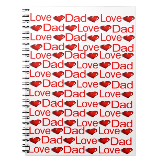 Cuaderno Bloc de notas de corazones rojos de Love Dad (Frente)