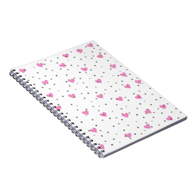 Cuaderno Bloc de notas de corazones rosados (Lado Derecho)