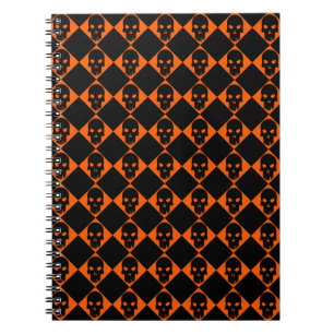 Cuaderno Bloc de notas de cráneo negro de Halloween
