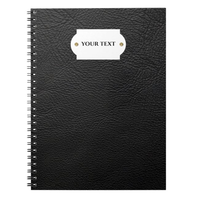 Cuaderno bloc de notas de cuero negro (Frente)