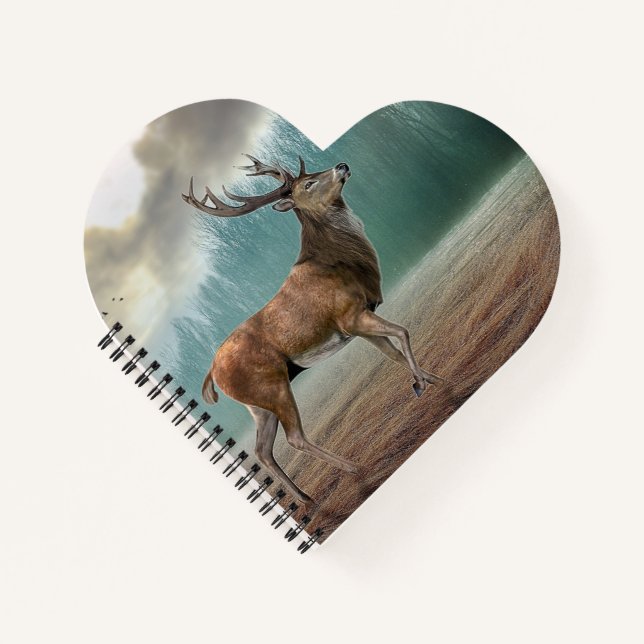 Cuaderno Bloc De Notas De Deer solitario En Bosque Misty (Anverso)