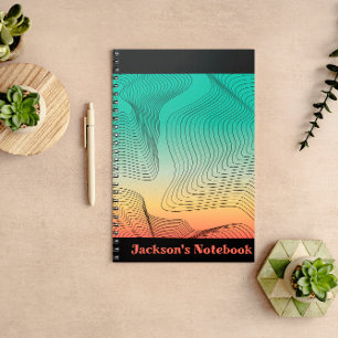 Cuaderno Bloc de notas de degradado verde y Naranja abstrac