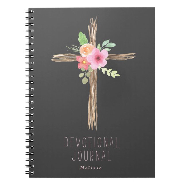Cuaderno Bloc de notas de devoción personalizado de la cruz (Frente)