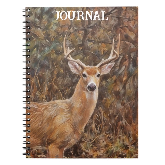 Cuaderno Bloc de notas de Diario personal Buck Deer Art (Frente)