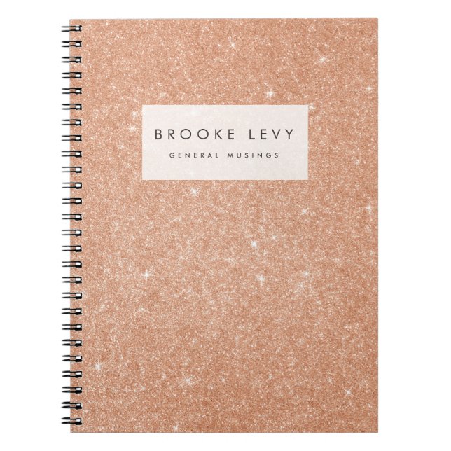 Cuaderno bloc de notas de diario personalizado de purpurina (Frente)