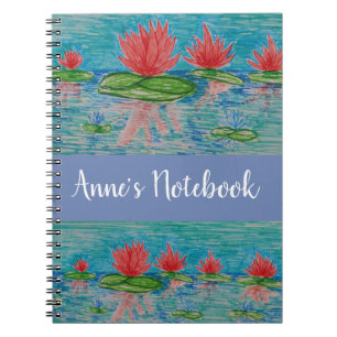 Cuaderno Bloc de notas de dibujo de flores de Lotus