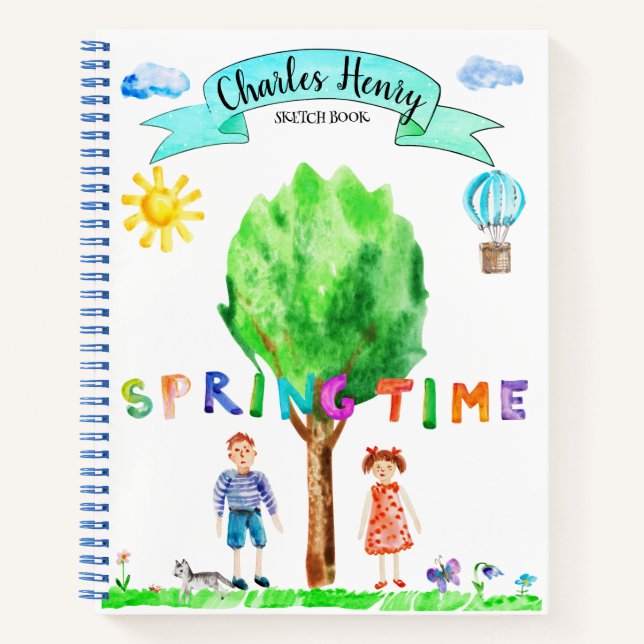 Cuaderno Bloc de notas de dibujo de un niño personalizado (Anverso)