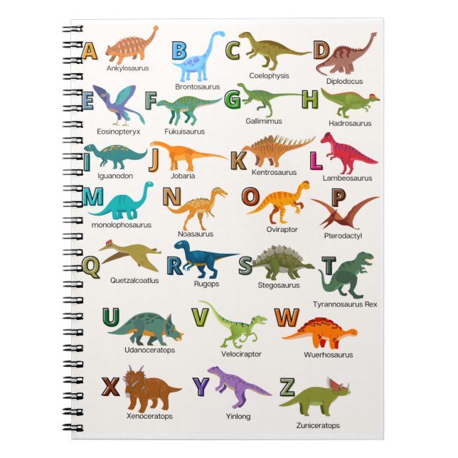 Cuaderno bloc de notas de dinosaurios ABC  (Frente)