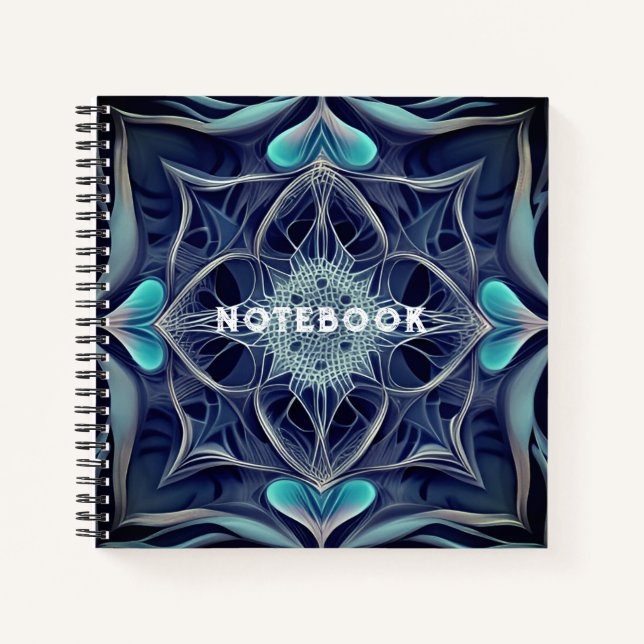 Cuaderno Bloc de notas de diseño de espirografos azules y b (Anverso)
