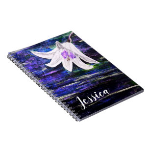Cuaderno bloc de notas de diseño de flor de nombre personal