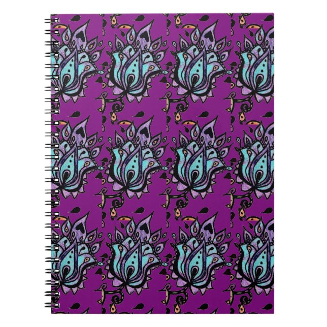 Cuaderno bloc de notas de diseño de flores (Frente)