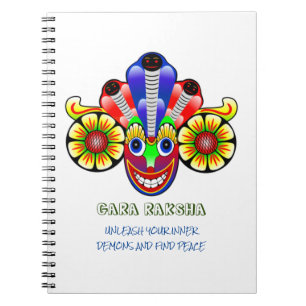 Cuaderno Bloc de notas de diseño de máscara gara raksha en