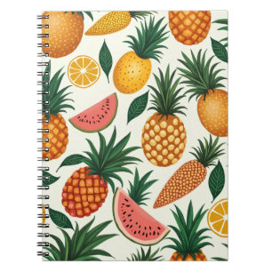 Cuaderno bloc de notas de diseño de patrón de fruta tropica