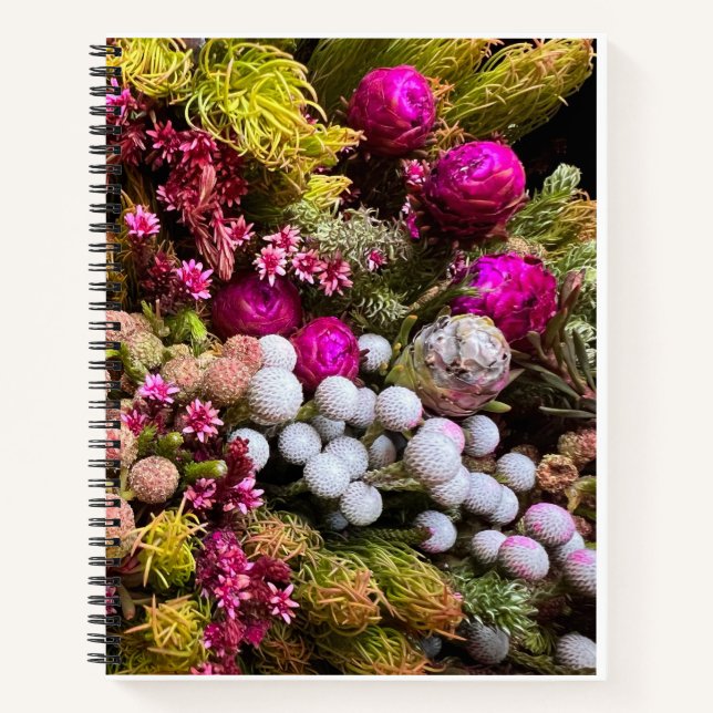 Cuaderno Bloc de notas de diseño floral único (Anverso)