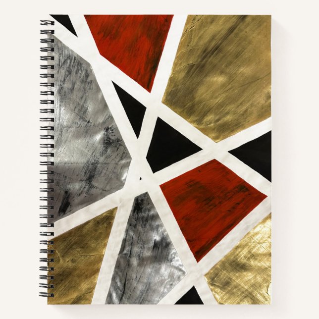 Cuaderno Bloc de notas de elegancia abstracta - negro, rojo (Anverso)