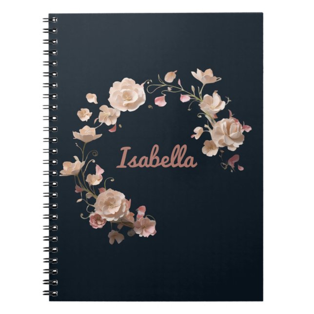 Cuaderno Bloc de notas de elegancia floral personalizada (Frente)