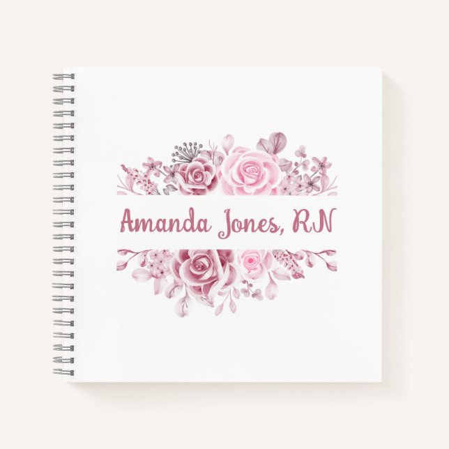Cuaderno Bloc de notas de Enfermería floral (Anverso)