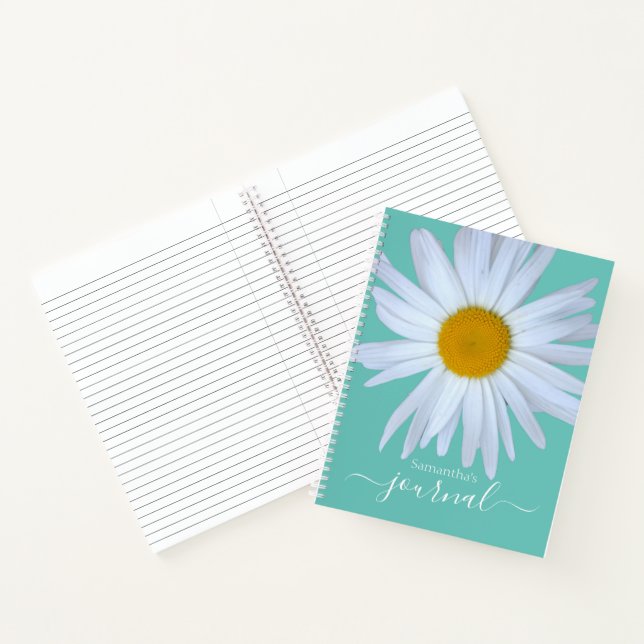 Cuaderno Bloc de notas de escritura blanca verde de Daisy J (Interior)
