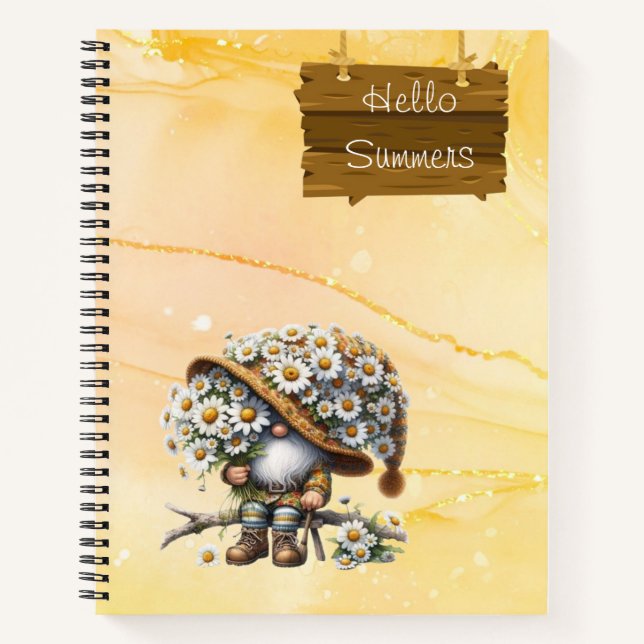 Cuaderno Bloc de notas de espiral amarilla de verano (Anverso)