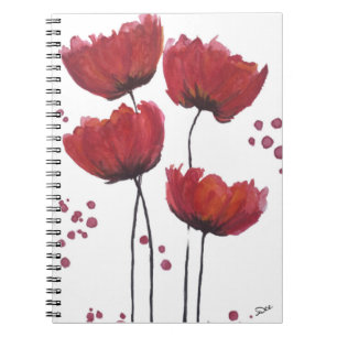 Cuaderno Bloc de notas de espiral de amor con amapola