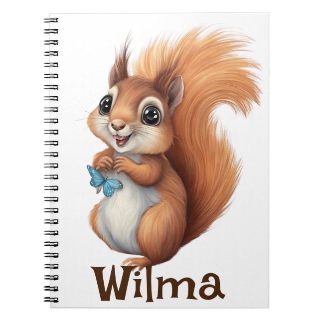 Cuaderno Bloc de notas de espiral de ardilla dulce personal (Frente)