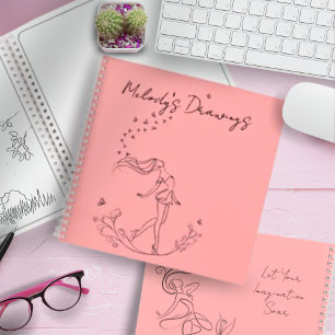 Cuaderno Bloc de notas de espiral de chica rosa Bonito mini