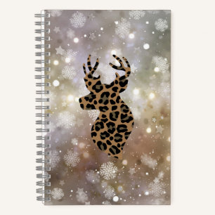 Cuaderno Bloc de notas de espiral de ciervos de leopardo de