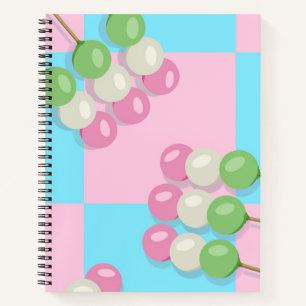 Cuaderno Bloc de notas de espiral de dango pastel rosa azul