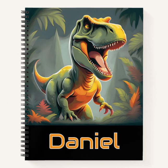 Cuaderno Bloc de notas de espiral de dinosaurios jurásicos  (Anverso)