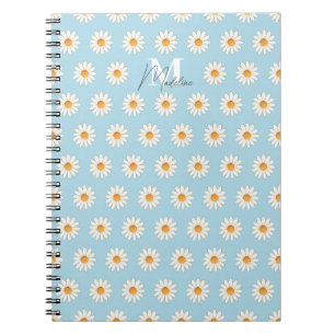 Cuaderno Bloc de notas de espiral de estilo floral Daisy -