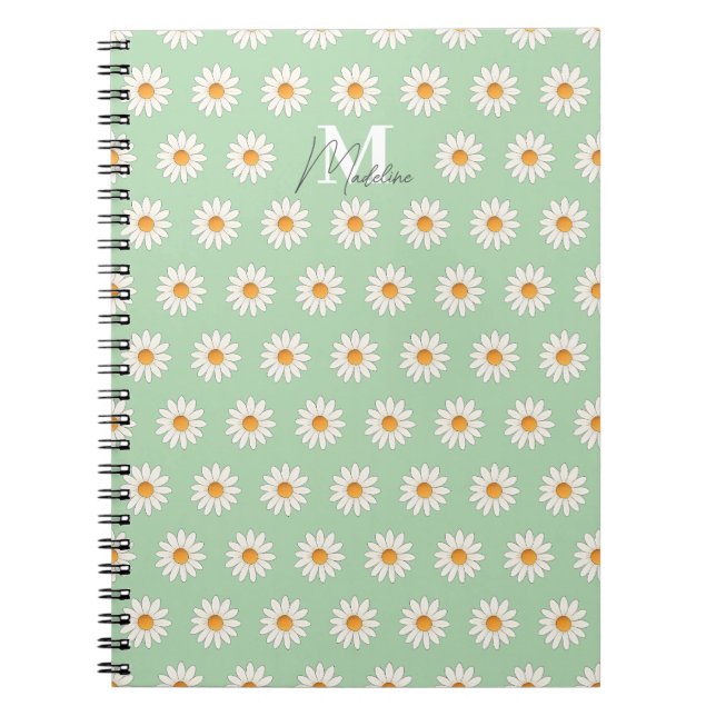 Cuaderno Bloc de notas de espiral de estilo floral Daisy -  (Frente)
