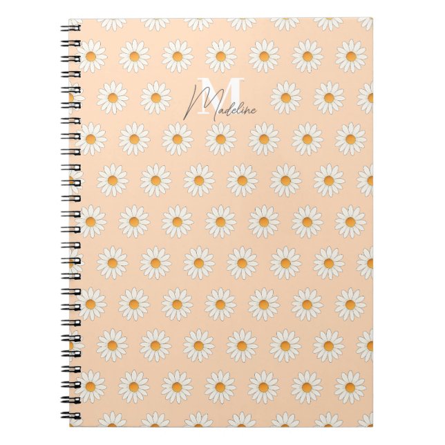 Cuaderno Bloc de notas de espiral de estilo floral Daisy -  (Frente)