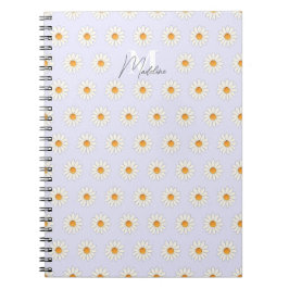 Cuaderno Bloc de notas de espiral de estilo floral Daisy - 