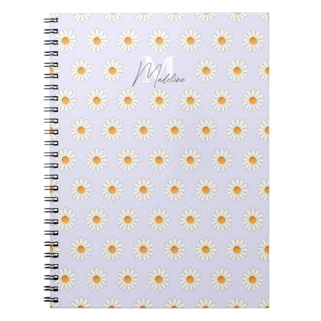 Cuaderno Bloc de notas de espiral de estilo floral Daisy -  (Frente)