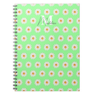 Cuaderno Bloc de notas de espiral de estilo floral Daisy -