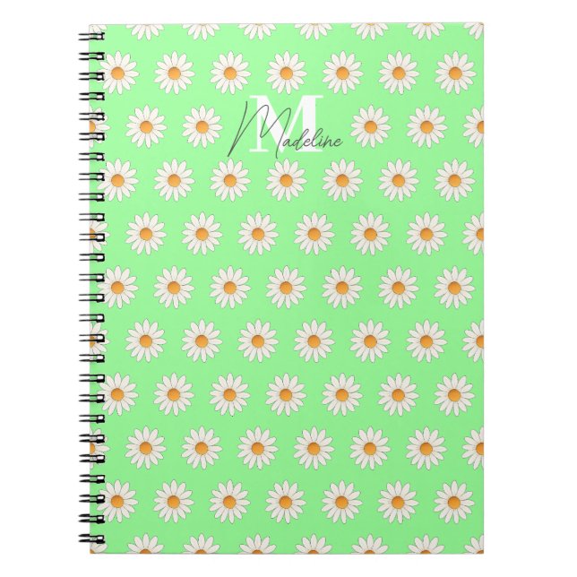 Cuaderno Bloc de notas de espiral de estilo floral Daisy -  (Frente)