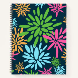 Cuaderno Bloc de notas de espiral de flores en color abstra