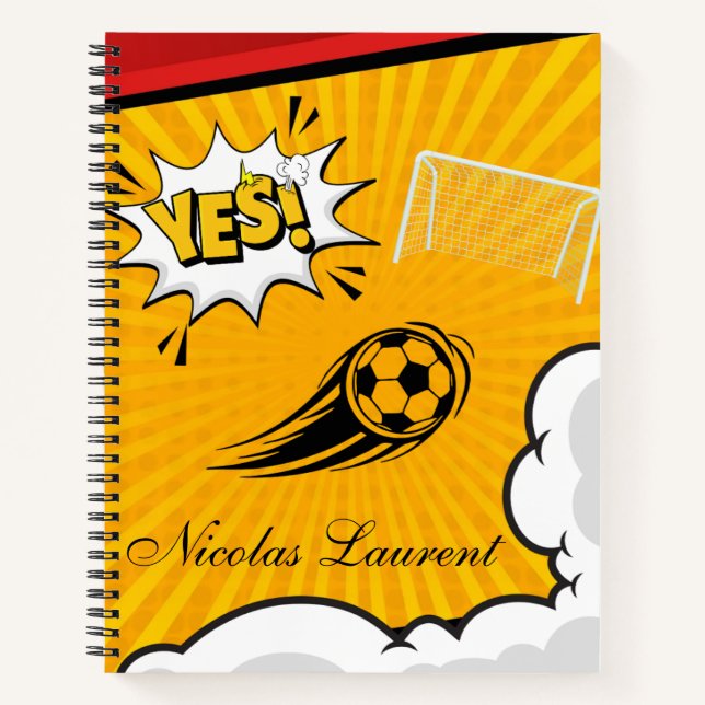 Cuaderno Bloc de notas de espiral de fútbol amarillo person (Anverso)
