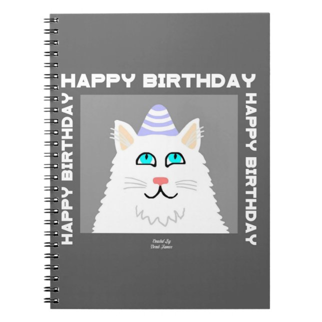 Cuaderno Bloc de notas de espiral de gato blanco floffy par (Frente)