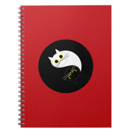 Cuaderno Bloc de notas de espiral de gato Yin Yang Zen