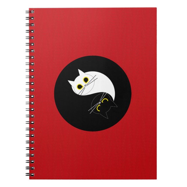 Cuaderno Bloc de notas de espiral de gato Yin Yang Zen (Frente)