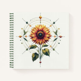 Cuaderno Bloc de notas de espiral de girasol radial