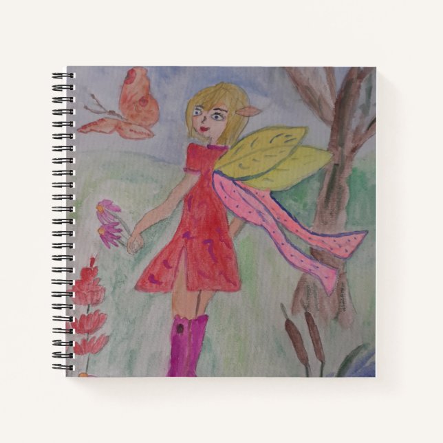 Cuaderno Bloc de notas de espiral de hadas de mariposa (Anverso)