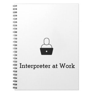 Cuaderno Bloc de notas de espiral de intérprete en el trab