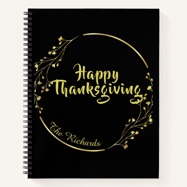 Cuaderno Bloc de notas de espiral de la familia Black Happy (Anverso)