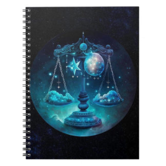Cuaderno Bloc de notas de espiral de Libra Zodiac