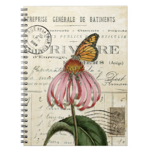 Cuaderno Bloc de notas de espiral de mariposa monarca vinta