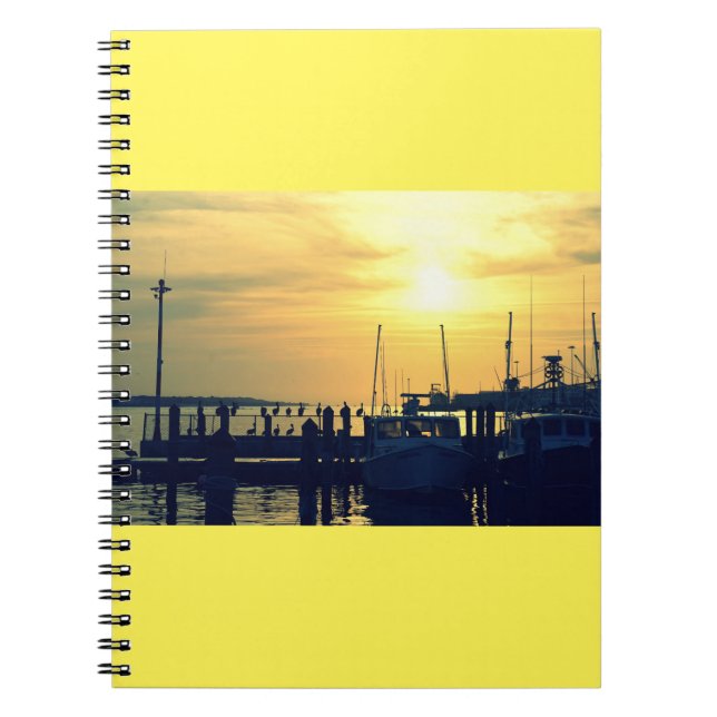 Cuaderno Bloc de notas de espiral de muelle de pesca (Frente)