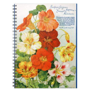 Cuaderno Bloc de notas de espiral de Nasturtiums botánicos