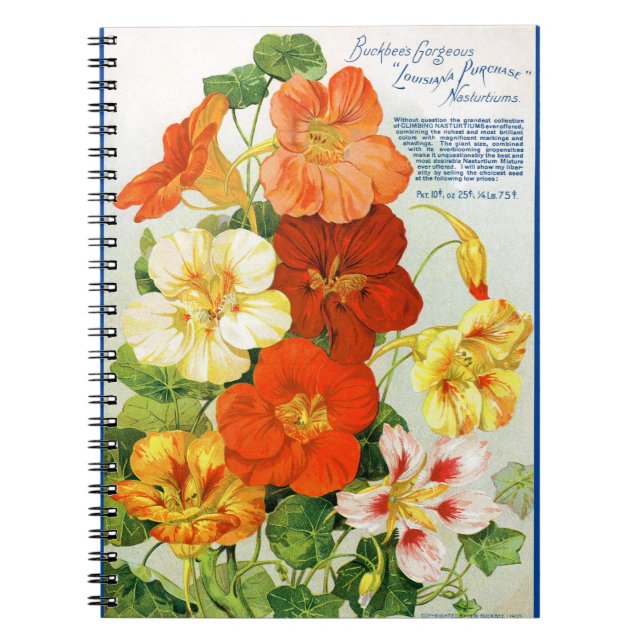 Cuaderno Bloc de notas de espiral de Nasturtiums botánicos  (Frente)